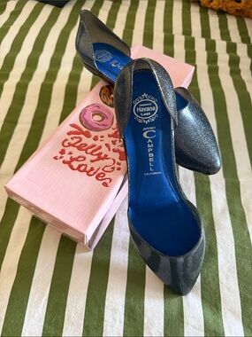 Jeffrey Campbell Sparkle Navy Pointed Toe Flats
